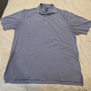 FootJoy Blue and Baby Pink Striped Polo Shirt Classic Design‎